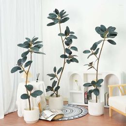 Decorative Flowers Large Fake Plants Artificial Ficus Tree Potted Magnolia Tall Green Plant Bonsai For Home Room Office Wedding Decor