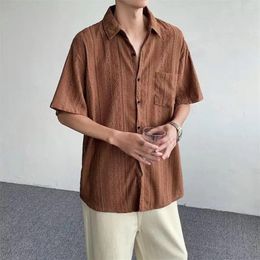 Men's Casual Shirts Soft Men Shirt Button-up Retro Hollow Out See-through Party With Turn-down Collar Chest Pocket For Male