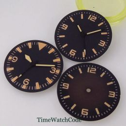 Kits 31mm Black Watch Dial Face Accessories Green Luminous Hands Fit for NH35 NH36 NH38 ETA2824 PT5000 Automatic Movement