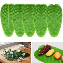 Decorative Flowers 5PCS Large Artificial Banana Leaves 37.5 19cm Leaf Simulated Plant Table Mat Arrangement For Hawaiian Luau Party