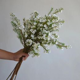 Decorative Flowers 23.5" White Artificial Tiny Blossom Branch Faux Spring Summer Plant Stem DIY Centerpieces | Floral Wedding/Home