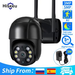 Cameras Hiseeu 4K 8MP Smart Wifi PTZ Camera 5x Digital Zoom AI Human Detect Alert Auto Tracking ONVIF CCTV IP Camera Security Protection