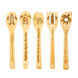 Spoons Personalised Wooden Cooking Non-absorbent Bamboo Set Of 5 Funny Engraved With Long For Home
