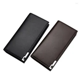 Wallets Business Men's Long Wallet Metal Decoration Multi Function High Capacity Money Clip