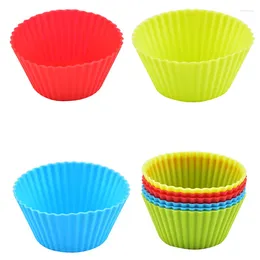 Baking Moulds 5pc Silicone Cupcake Mold Round Cake Muffin Bakeware Non-Stick Heat Resistant Reusable Molds Candy DIY