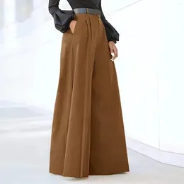 Women's Pants Wide Leg Woman Loose Palazzo For Women Casual Work Trousers High Waisted Business With Pockets Pantalones