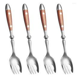 Forks 4 Pcs Sporks Set Metal Stainless Steel Salad Spoons With Bakelite Handle Spork For Fruit Dessert