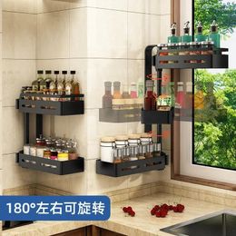 Kitchen Storage HOOKI Punch-free Rotating Condiment Rack Corner Wall-mounted Bottle Multi-functional Sto