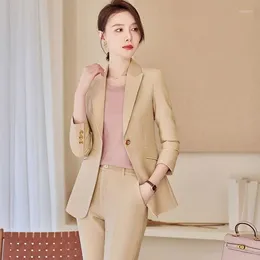 Women's Two Piece Pants High Quality Fabric Women Business Suits For Ladies Office Work Wear Blazers Pantsuits Autumn Winter Professional