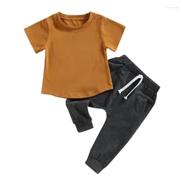 Clothing Sets Toddler Baby Boy Clothes Summer Outfit Solid Irregular T Shirt Tees Tops Long Pants Born Outfits