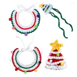 Dog Apparel 2PCS Adjustable Christmas Hat Bib Pet Santa Cap Holiday Dress Up 270F