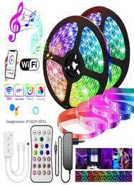 NEW WIFI LED Strip Light RGB 50502835 Flexible Ribbon Fita RGB Led Lights Tape Diode 20M5M DC 12V and WIFI Controller7418736