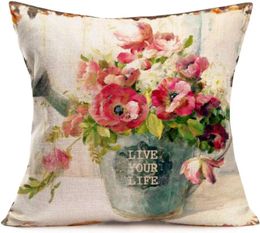 Pillow Vintage Floral Decorative Pillowcase Flower Book Cover Home Sofa Pillowcases 50x50