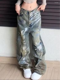 Women's Jeans Woman Low Waist Sweatpants Wide Leg Trousers Floor-Length Denim Wash Pants Baggy Korean Fashion Streetwear Gyaru