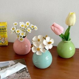Vases Modern Ceramic Vase Mini Dried Flower Ins Hydroponic Bottle Bonsai Pot Home Decor Office Desktop Ornaments Floreros
