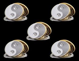 5pcs Commemorative Coins Metal Craft Tai Chi Gossip Card Guard Protector Poker Chipsr Game Accessories7995518