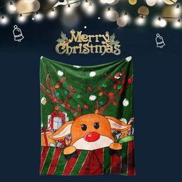 Blankets Christmas Fleece Blanket Plush Throw Soft Cozy Warm Bedspread Shawl Bed Sofa Flannel Print House Supplies 2024