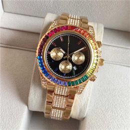Designer Lao Colourful Diamond Rainbow Di Business Quartz Watch