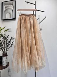 Skirts Womens Dresses 2024 High-End Mulberry Silk Irregular Skirt Double-Layer Anti-See-Through Puffy