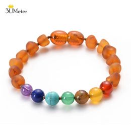 Bangles 3umeter Authenticity Amber Teething Bracelet for Baby Natural Amber Jewelry Gift Certified Handmade Chakra Bracelet Pain Relief