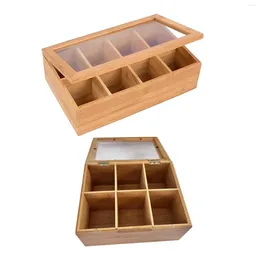 Storage Bottles Tea Organiser Multipurpose Wooden Chest Portable For Countertop Kitchen Cabinet Drawer Decor