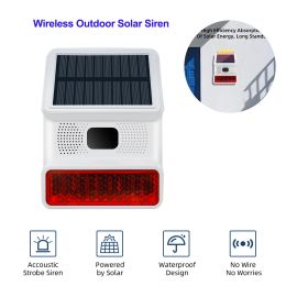 Siren TAIBOAN 433MHZ Wireless Solar Sound Light Flash Alarm Outdoor Alarm Horn for Wifi GSM Home Security Alarm System