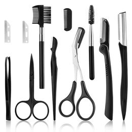 11-piece Stainless Steel Eyebrow Trimmer Gadget Set Stainless Steel Eyebrow Tweezers Eyebrow Comb Razor 240321