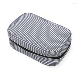 Storage Bags Organization Stripe Bag Cosmetics Box Travel Portable Small Square