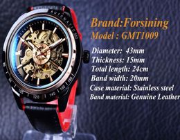 2021 Forsining Watch Bracelet Set Combination Motorcycle Transparent Genuine Red Black Strap Skeleton Male Automatic Watches Clo3048181