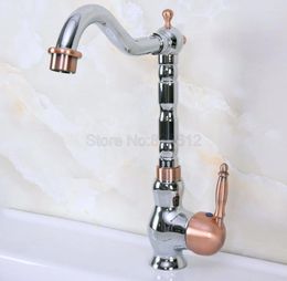 Bathroom Sink Faucets Polished Chrome Faucet Kitchen Mixer Swivel Spout Basin Tap Deck Mounted Tnf909