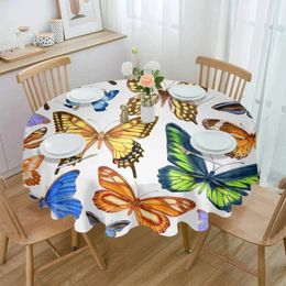 Table Cloth Vintage Watercolor Butterfly Texture Waterproof Wedding Holiday Tablecloth Coffee Decor Cover