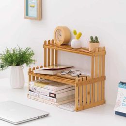 Hooks Double Layers Wood Storage Rack Kitchen Spice Desktop Organizer Book Seasoning Jar Bottle Holder Bamboo Shelve Pantry