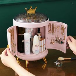 Storage Boxes Makeup Organiser Box Rotate Dust-proof Large Capacity Dressing Table Household Desktop Skin Care Product Rack Jewellery