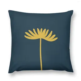 Pillow Tall Flower Minimalist Floral In Light Mustard Yellow And Dark Blue Throw Sofa S Cover For