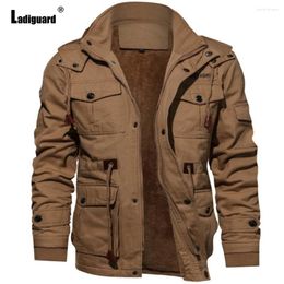Men's Jackets Ladiguard 2024 Casual Stand Pocket Hoodie Autumn Winter Warm Coats America Europe Fashion Street Cotton Jacket