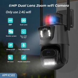 Cameras Smart Home Camera 6MP Outdoor CCTV Dual Lens Night Vision Motion Detection Surveillance Security Waterproof WiFi IP PTZ Camera