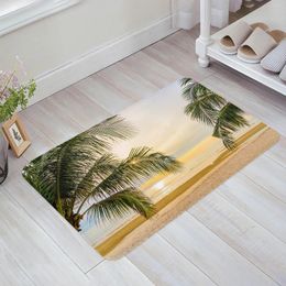 Carpets Summer Beach Palm Trees Home Doormat Decoration Flannel Soft Living Room Carpet Kitchen Balcony Rugs Bedroom Floor Mat