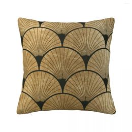 Pillow Art Deco Elegance - Golden Fan Throw Decorative Pillowcase