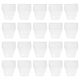 Disposable Cups Straws 100PCS 60ML Transparent Dessert Square Cup Food Grade Plastic Portion Mousses Storage