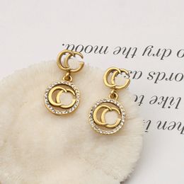 Vintage Luxury Earrings 18K Gold Plated Letter Stud Earrings Jewellery Women Accessories Party Wedding Lovers Gift