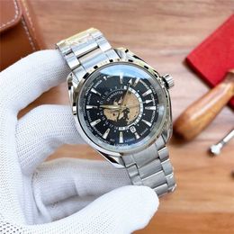 Designer Commodity Mens Business Earth Fully Automatic Mechanical Watch Stainless Steel