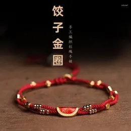 Strand Hand Woven Red Rope Lucky Bracelets With Dumpling Pendant Ethnic Style Charm Bracelet Bangles For Women Friend