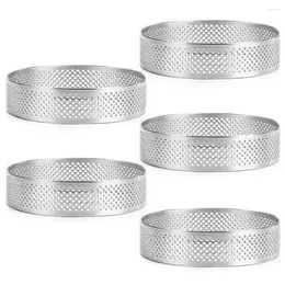 Baking Tools 5Pcs Circular Tart Rings With Holes Stainless Steel Fruit Pie Quiches Cake Mousse Mould Kitchen Mould 7cm