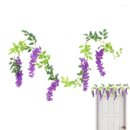 Decorative Flowers Wisterias Vine Hangings Flower Garland Wall 1.8m Fake Silk Artificial For Wedding Ceremony Backdrop And Reception Decor