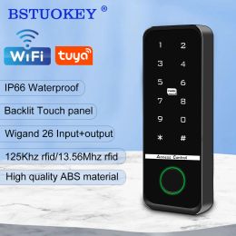 Keypads Tuya Smart Fingerprint Door Lock Keypad Wifi Waterproof IP66 Outdoor Gate Passcode RFID IC Card App Keyless Entry Electric Lock