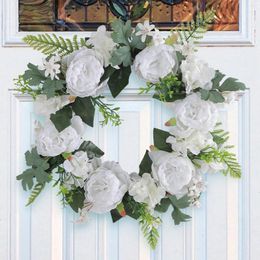 Decorative Flowers Kitchen Christmas Wreaths Outdoor Winter Dead Branches White Wreath Hanging Decoration Holiday Simulation Flower Rattan