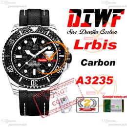 Sea Dweller Lrbis Quartz Carbon A3235 Automatic Mens Watch 43mm DIWF V3 White Black Dial Nylon Strap Super Edition Same Serial Card Puretime Reloj Hombre PTRX