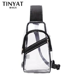 TINYAT Clear Chest Bags For Men Women Waterproof Transparent PVC Crossbody Bag Small Leisure Man Shoulder Bag Phone Sling Bags 240403