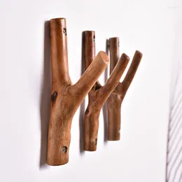 Hooks Solid Wood Tree Branch Hook Creative Retro Log Xuanguan Door Behind The Residential Wall Hanging Clothes An