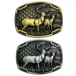 Belts Vintage Gold/Silver Colour Engraves Elk Belt Buckle Metal Adult Teenagers Replacement DIY Craft